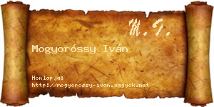 Mogyoróssy Iván névjegykártya